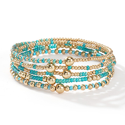 Gold Beaded Friendship Bracelet Set Handmade Stacking Jewelry for Women TB4137-11-1