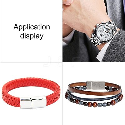304 Stainless Steel Matte Magnetic Bracelet Clasps STAS-PH0018-11-WH-1