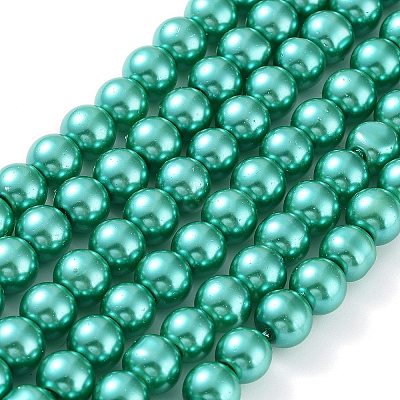 Baking Paint Pearlized Glass Pearl Round Bead Strands X-HY-Q330-8mm-29-1