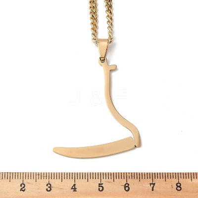 201 Stainless Steel Grim Reape Scythe Pendant Necklaces LS-NJEW-H065-22G-1
