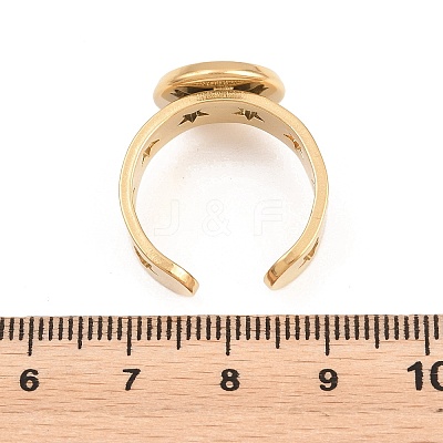 Hollow Star 304 Stainless Steel Open Cuff Ring Components STAS-F366-07C-G-1