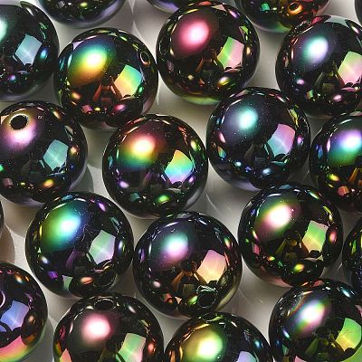 UV Plating Rainbow Iridescent Acrylic Beads PACR-E001-04B-1