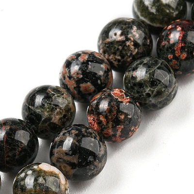 Natural Red Snowflake Obsidian Round Beads Strands G-P503-6MM-06-1