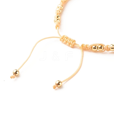 Round Brass Braided Bead Bracelet BJEW-JB07855-1