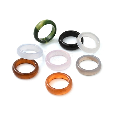 Natural Agate Rings RJEW-S042-04-B-1