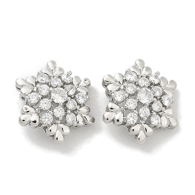 Rack Plating Brass Micro Pave Clear Cubic Zirconia Buttons KK-K293-11P-1