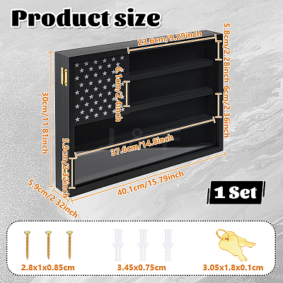 Wooden Wall Mounted Medal Display Cases with Acrylic Visible Window ODIS-WH0078-24-1