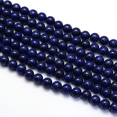 Dyed Natural Lapis Lazuli Round Beads Strands G-O047-06-10mm-1