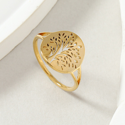 Tree of Life 201 Stainless Steel Finger Rings FS-WG3B6B9-08-1