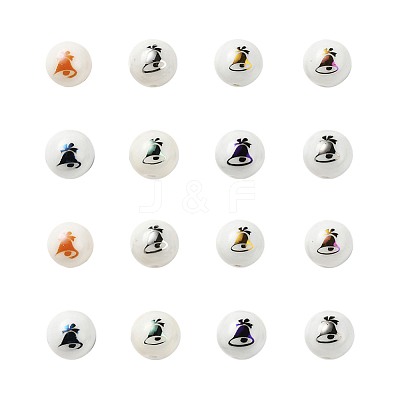 80Pcs 8 Colors Christmas Opaque Glass Beads EGLA-YW0001-07-1