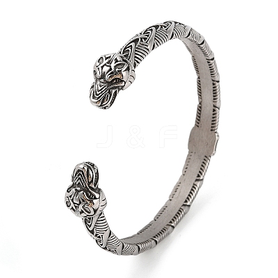Viking 304 Stainless Steel Open Cuff Bangles for Men BJEW-U001-05B-AS-1