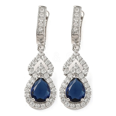 Gourd Rack Plating Brass Micro Pave Cubic Zirconia Hoop Earrings EJEW-I304-13P-03-1