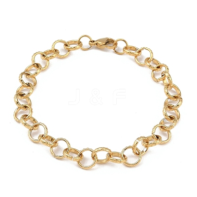 Fashionable 304 Stainless Steel Engraved Bubbles Cable Chain Bracelets STAS-A028-B087G-1