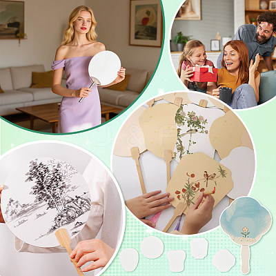 30Pcs 5 Styles Paper Hand Held Fan DIY-CU0001-02-1