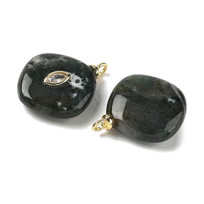 Natural Moss Agate Pendants G-H328-06G-B13-1