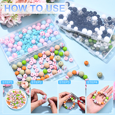 85Pcs 4 Styles Food Grade Eco-Friendly Silicone Beads SIL-YW0001-68-1