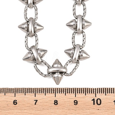 304 Stainless Steel Spiked Cone Link Chain Necklaces for Women SA-H001-22P-1