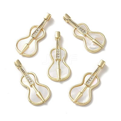 Natural White Shell Musical Instrument Pendants BSHE-Z003-03G-1