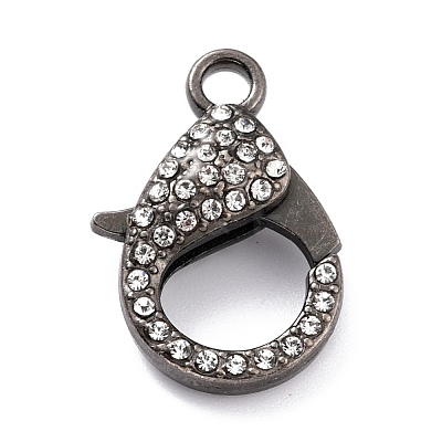 Alloy Rhinestone Lobster Claw Clasps PALLOY-L166-01B-1