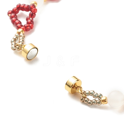 Glass Seed & Natural Agate Beaded Bracelet with Brass Magnetic Clasp BJEW-JB07803-01-1
