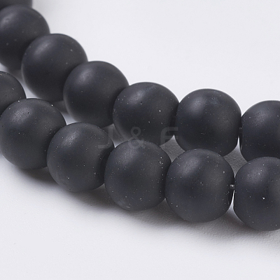 Black Stone Beads Strands G-G508-7-1