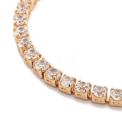 Brass Pave Clear Cubic Zirconia Flat Round Box Chain Slider Bracelets BJEW-B094-12A-G-1