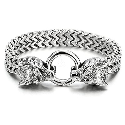 Wolf Viking 304 Stainless Steel Wheat Chain Bracelets for Men FS-WGC8E20-01-1