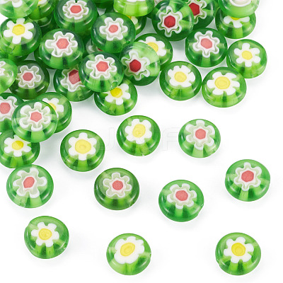 50Pcs 2 Colors Handmade Millefiori Lampwork Beads LAMP-TADJ0001-03D-1