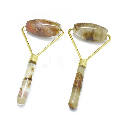 Synthetic Tigerskin Glass Brass Face Massager MRMJ-G010-11-1
