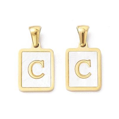 Ion Plating(IP) 304 Stainless Steel Pave Shell Pendants STAS-G327-01G-C-1