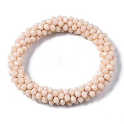Faceted Opaque Glass Beads Stretch Bracelets BJEW-S144-002E-05-1