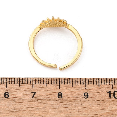 Brass Micro Pave Cubic Zirconia Shell Cuff Rings KK-D363-24C-G-1