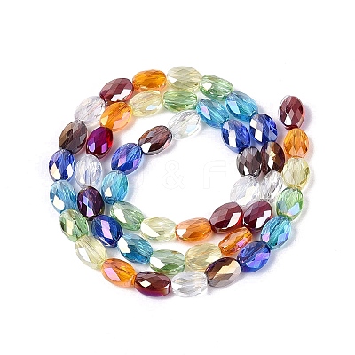 Electroplate Transparent Glass Beads Strands EGLA-Q135-6x8MM-03A-1