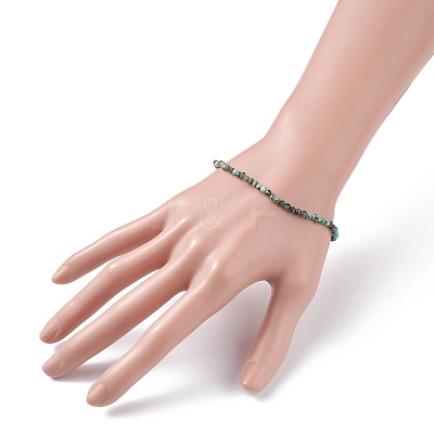 3mm Natural African Turquoise(Jasper) Beads Stretch Bracelet for Girl Women BJEW-JB07284-05-1