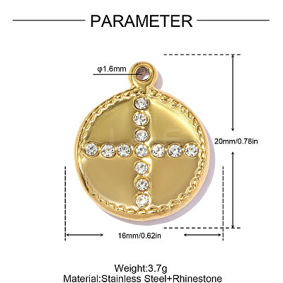 304 Stainless Steel & Rhinestone Pendants STAS-OY017-72G-1