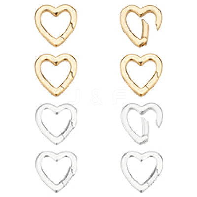 8Pcs 2 Colors Brass Spring Gate Rings KK-PH0013-93-1