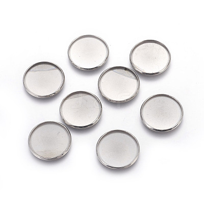 Tarnish Resistant 304 Stainless Steel Milled Edge Bezel Cups X-STAS-K099-01A-25mm-P-1