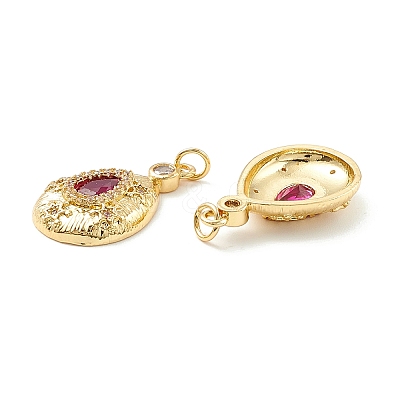 Rack Plating Brass Micro Pave Clear & Violet Cubic Zirconia Pendants X-KK-D073-21G-1