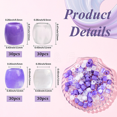 120Pcs 4 Styles ABS Plastic Imitation Pearl European Beads FIND-SC0019-27A-1