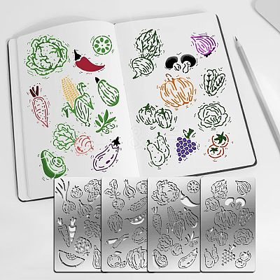4Pcs 4 Style 304 Stainless Steel Cutting Dies Stencils DIY-FG0002-17-1