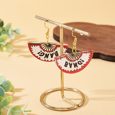 1 Pairs Acrylic Fan Dangle Earrings EJEW-TADJ0001-01-1