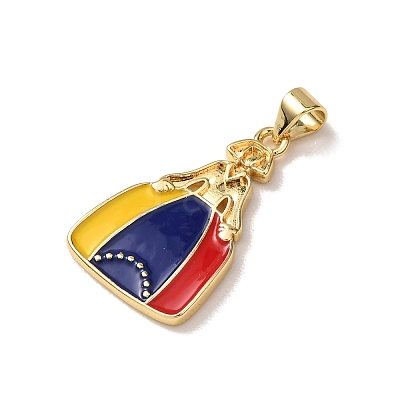 Venezuelan Brass Enamel Pendants KK-P352-01C-G-1