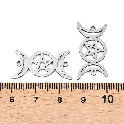 201 Stainless Steel Hollow Triple Moon Links Connector Charms STAS-I364-10P-1