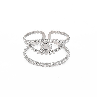 Tarnish Resistant 304 Stainless Steel Open Pad Ring Cabochon Settings STAS-S119-157P-1