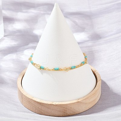 Synthetic Turquoise Multi-strand Bracelets KK-H299-04G-1