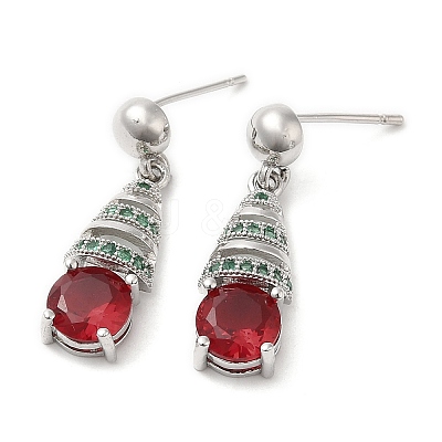 Rack Plating Brass Teardrop Dangle Stud Earrings with Rhinestone for Women EJEW-D059-08P-1