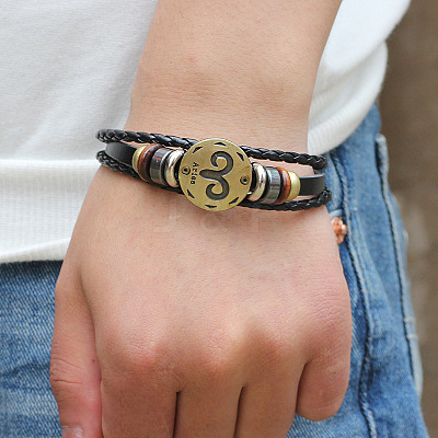 Braided Leather Cord Retro Multi-strand Bracelets BJEW-L616-20A-1