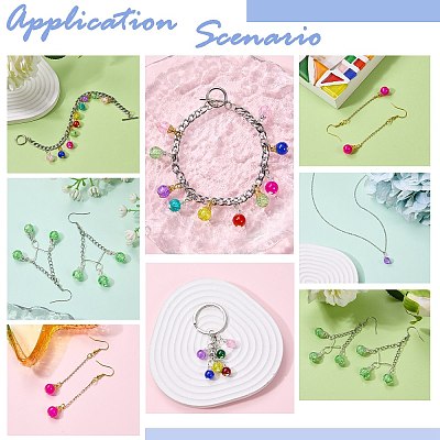 200Pcs 10 Colors Crackle Glass Pendants PALLOY-SW0018-02-1