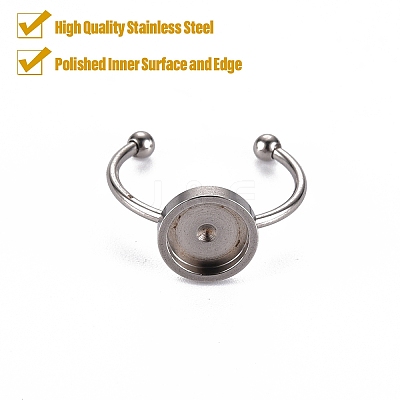 Tarnish Resistant 201 Stainless Steel Cuff Pad Ring Settings STAS-S080-042C-P-1