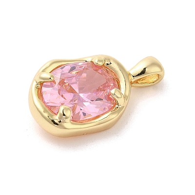 Golden Brass Micro Pave Cubic Zirconia Pendants KK-U031-02G-03-1